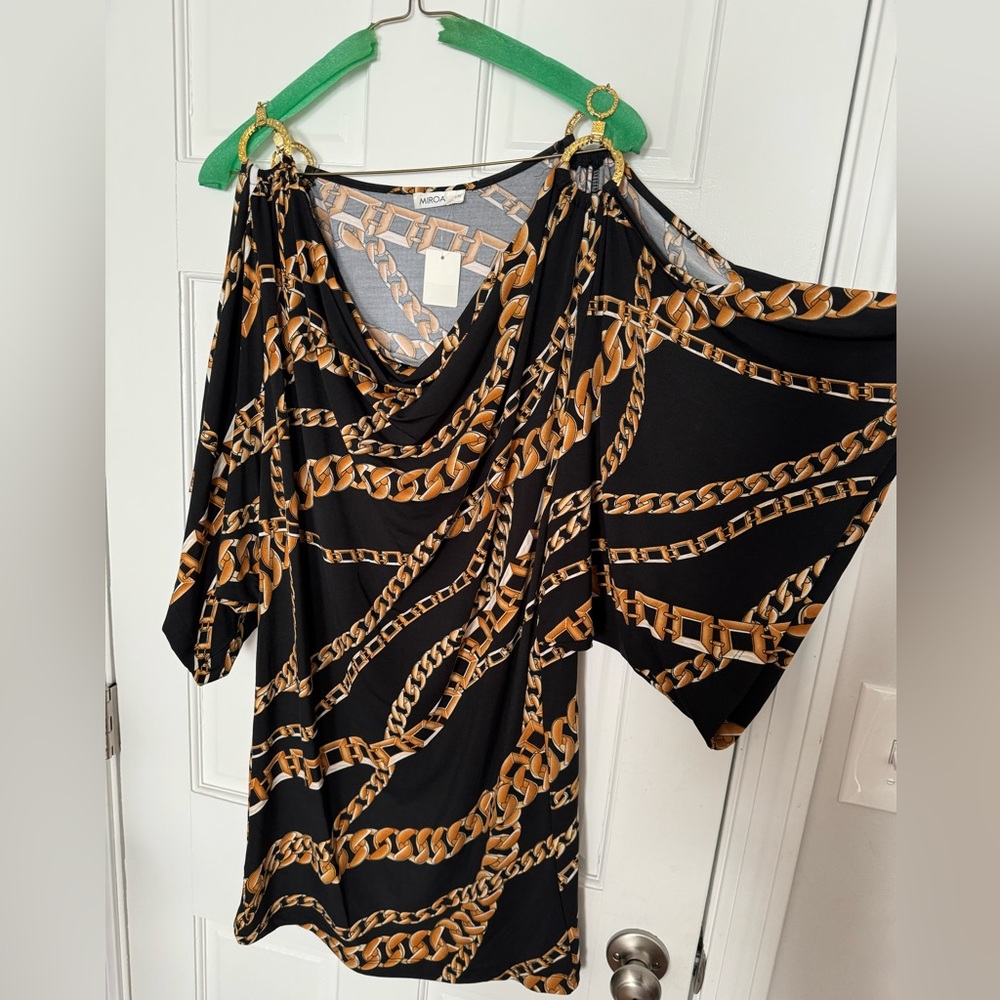 Chain Print Black and Gold Women's Dress